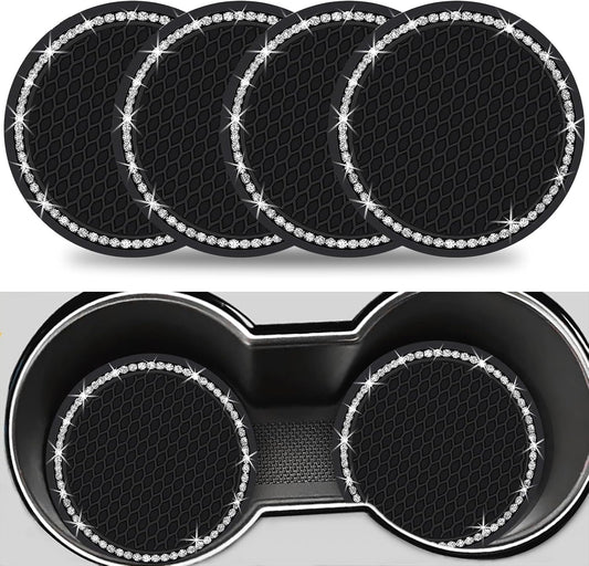Upgraded Car Cup Holder Coaster, 4pcs Car Cup Expanding Holder Adapter Insert Coaster Car Drink Extender Auto Interior Accessories for 2.75" Mug Cup/Bottle Mat