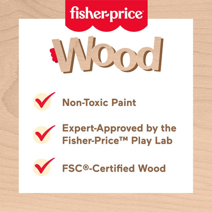 Fisher-Price Wood Baby Toy Stack & Sort Animals, 10 Wooden Pieces for Developmental Play for Infants & Toddlers Ages 1+ Years