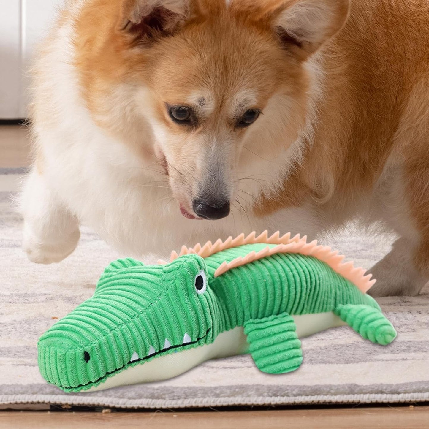 zwxqe Crocodile Stuffed Animal, Dog Plush Toys, Cute Bite-Resistant Soft Chew Toy, Durable Teething Pet Supplies, Interactive Play for Puppies & Dogs to Stay Busy and Entertained
