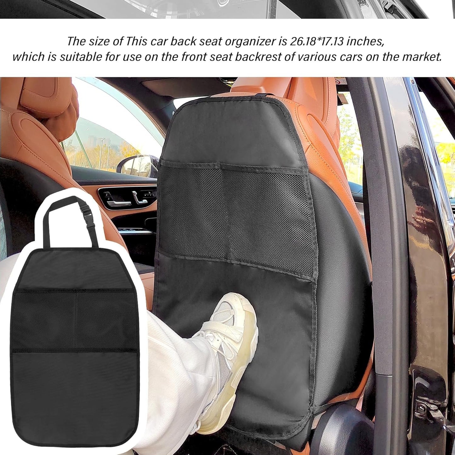 2PCS Car Seat Protector for Baby Carseat,Waterproof Kick Mats Back Seat Cover for Kids,Universal Car Back Seat Organizer Car Accessories Interior for Most Cars Trucks SUVs(Lanyard mounting)