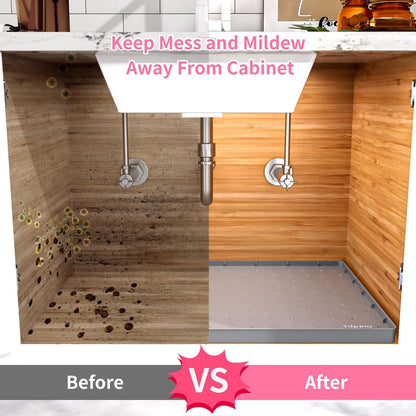 Sdpeia Under Sink Mat for [34" x 22"] Cabinet, Upgraded Silicone Waterproof Kitchen Cabinet Liner Cabinet Protector Kitchen Organizers and Storage