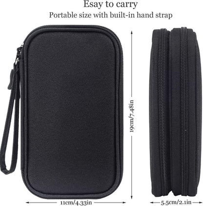 CAOODKDK Electronics Accessories Cases, Travel Cable Organizer Pouch Bag, Portable Waterproof Double-Layer All-in-One Storage Bag, Charger&USB Cable/Power Bank/Magic Mouse/Earphones (Black)