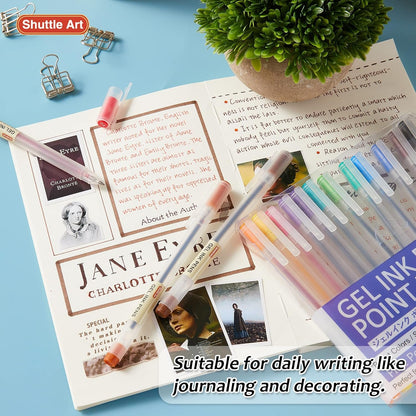 Shuttle Art Gel Ink Ball Point Pens, 15 Colors Japanese Style Pens, 0.5mm Fine Ballpoint Pens Quick Drying for Writing Journaling Home, School and Office Stationery Supply