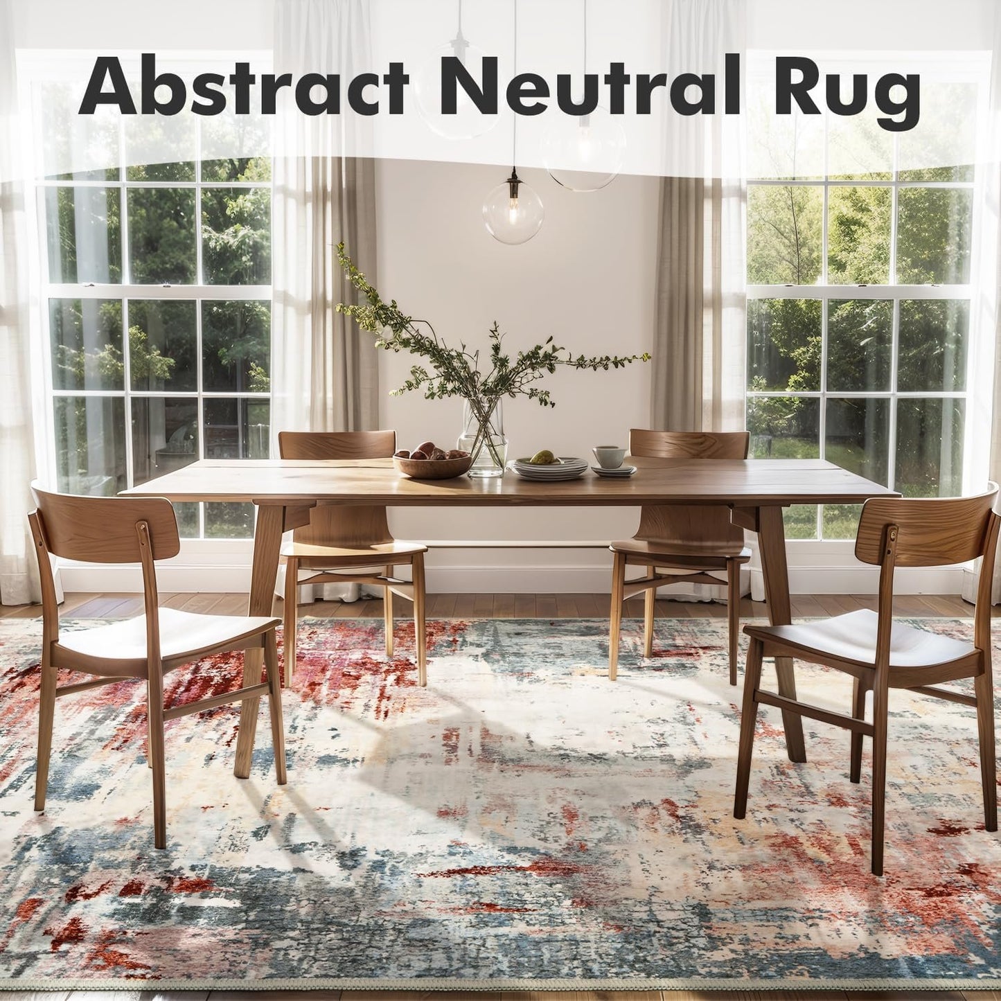 5x7 Abstract Rugs for Living Room-Washable Area Rug-Soft Rug for Bedroom-Neutral Non Slip Indoor Floor Carpet for Apartment Dining Room Nursery Home Decor