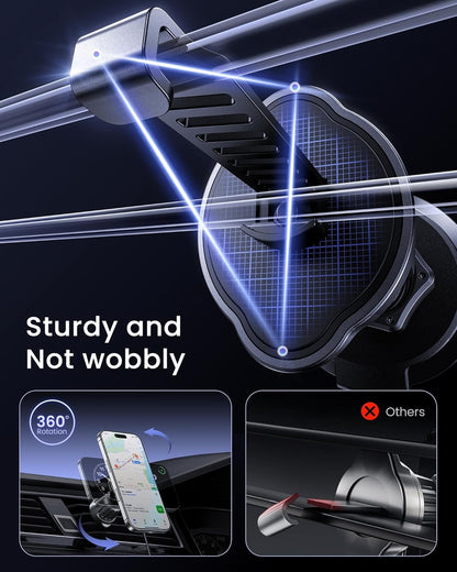 Hoonyer Magnetic Car Mount Charger,Car Phone Holder Mount, Air Vent/Dashboard,15W Fast Magnetic Car Charger for iPhone 16/15/14/13/12 Series, Fast Charging, Black