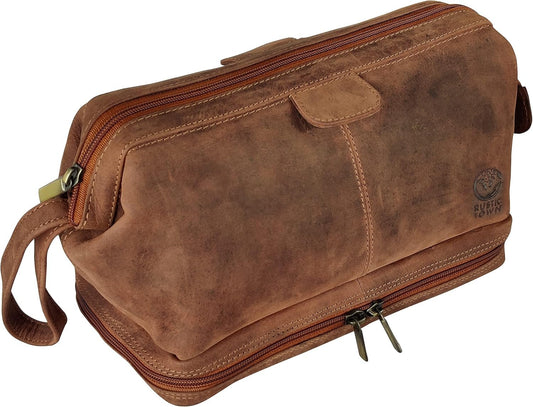 Leather Toiletry Bag for Men - Travel Shaving Dopp Kit - Cosmetic Makeup Bag for Women - Bathroom Hygiene Organizer