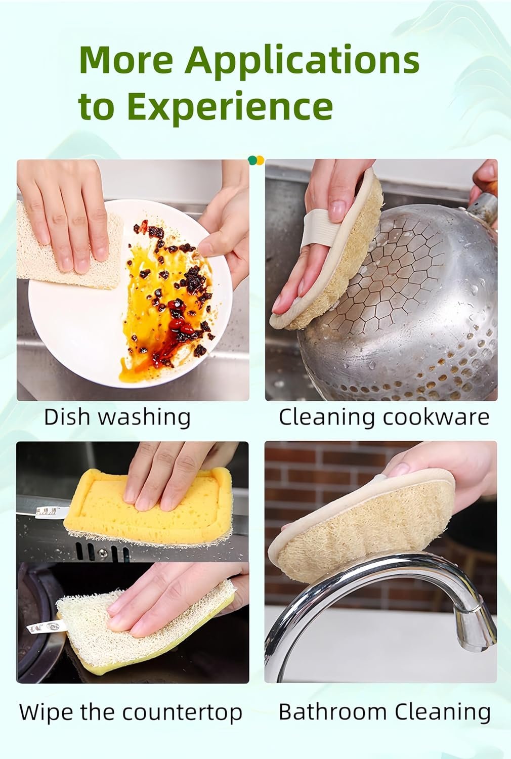Natural Loofah Sponges for Dishes,Loofah Kitchen Scrubber,Odor-Free Biodegradable, Eco Friendly Dishwashing Sponge Natural for Kitchen Cleaning and Scrubbing(2Pcs) (Rotundity)