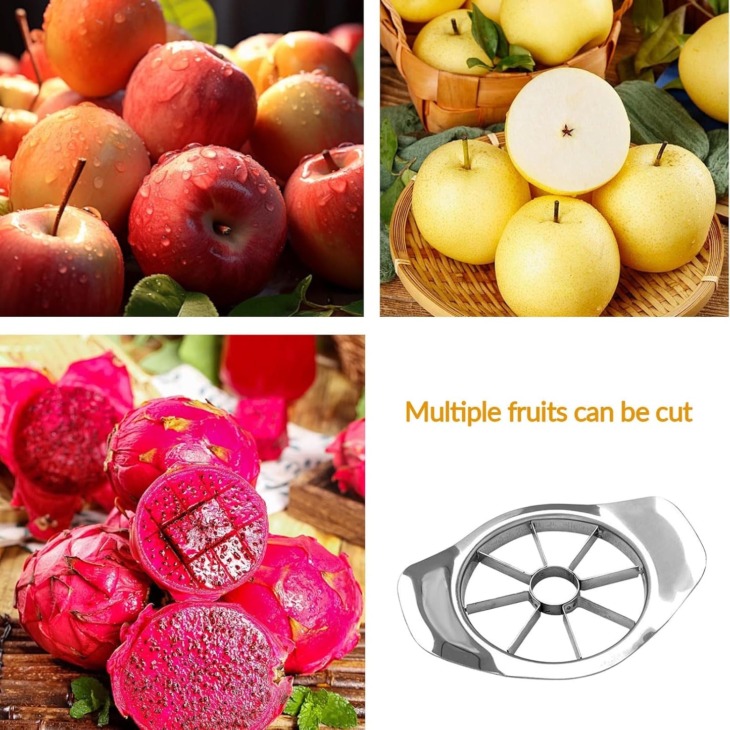 Fruit Cutter apple slicer 8 slices,Anti-Slip Handle Easy to Use,8-Blade apple corer,Time-Saving,Stainless Steel Cutter and Divider For apple Tomato Orange Pear Pineapple,kitchen gadgets Tool