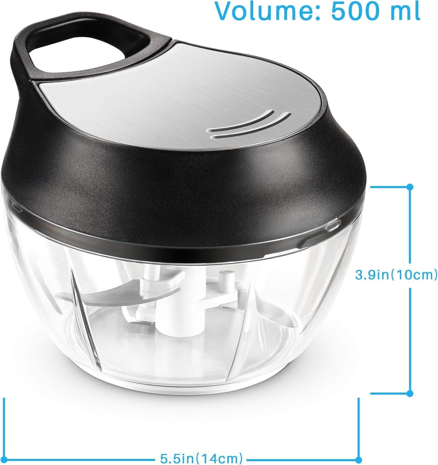 HfGrey - Stainless Steel Hand Held Vegetable Chopper, Multi Purpose Manual Food Chopper - Onion Chopper - Garlic Chopper - Nut Chopper - Veggie Chopper dicer, Hand Pull Manual Food Processor