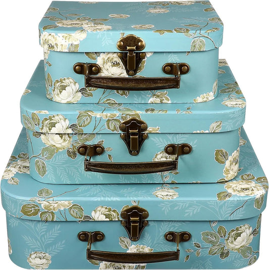 MUCKLILY 3 Pcs Three Home Decor Suitcase Boxes Display Boxes Vintage Decor Decorative Boxes for Storage Decorative Storage Boxes Cardboard Boxes Boxes Trunk Paper