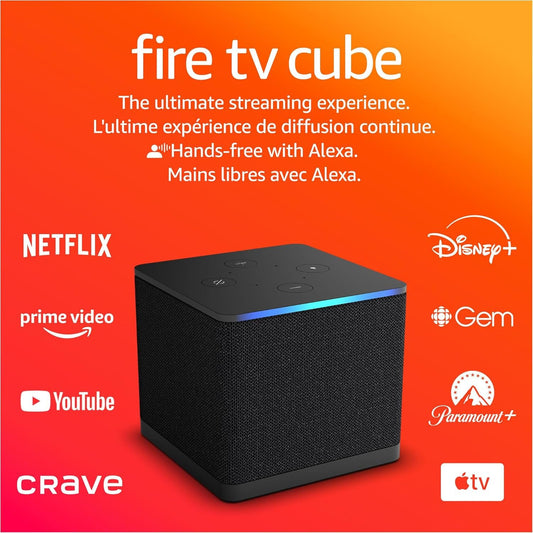 Amazon Fire TV Cube (newest model), Hands-free streaming device with Alexa, Wi-Fi 6E, 4K Ultra HD