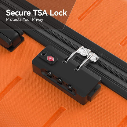 Strenforce Carry On Luggage Lightweight Durable ABS Suitcase with Spinner Wheels TSA Lock 20 Inch,Orange