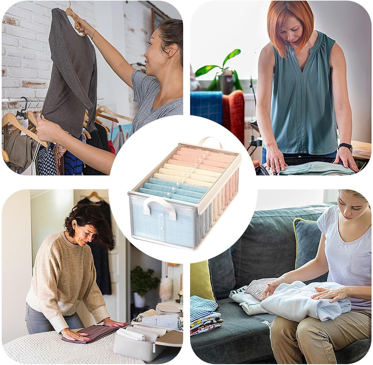 Rissunkv Blanket Organizer - Decorative Closet Organizers,Transparent Space-Saving Multi-Functional Stackable Container Box for Laundry Travel Packing Bedroom Closet Organization Clothing Moving House