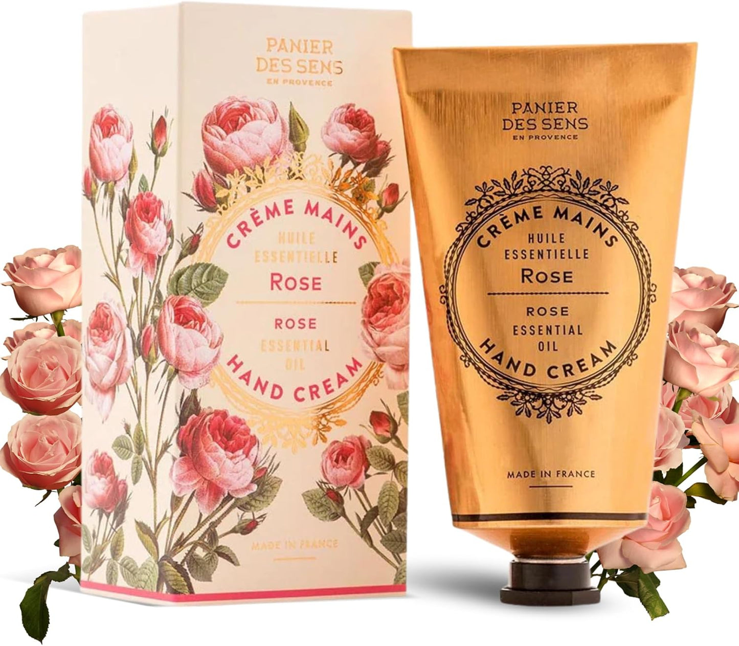 Panier des Sens Dry Cracked Hand Cream with Shea Butter Rosa - Moisturizing Hand Cream - Made in France 97% Natural - 2.6 floz/75 ml