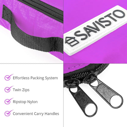 Savisto Suitcase Organizer - Small, Medium, Large, XL (Set of 6 Pieces Suitcase Organizer) - Available in 7 Colours, Purple, 1x XL / 2x L / 2x M / 1x S