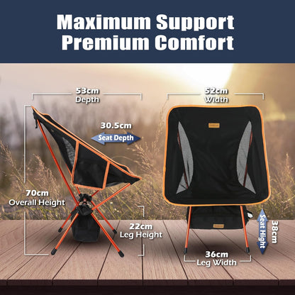 TREKOLOGY YIZI GO Portable Camping Chair - Lightweight, Foldable for Hiking, Outdoor, Beach, Picnic, Backpacking - Compact for Adults and Kids