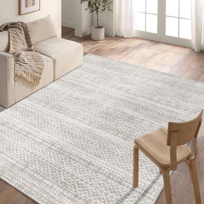 Fortsea 5'x7' Machine Washable Abstract Design Area Rug Machine Washable Area Rugs 5X7, Non Slip, Stain Resistant, Home Decor Living Room Area Rugs 5x7 (Grey Beige 5x7)…