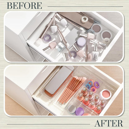 STORi SimpleSort 6-Piece Stackable Clear Drawer Organizer Set | Multi-size Trays | Small Makeup Vanity Storage Bins and Office Desk Drawer Dividers | Made in USA