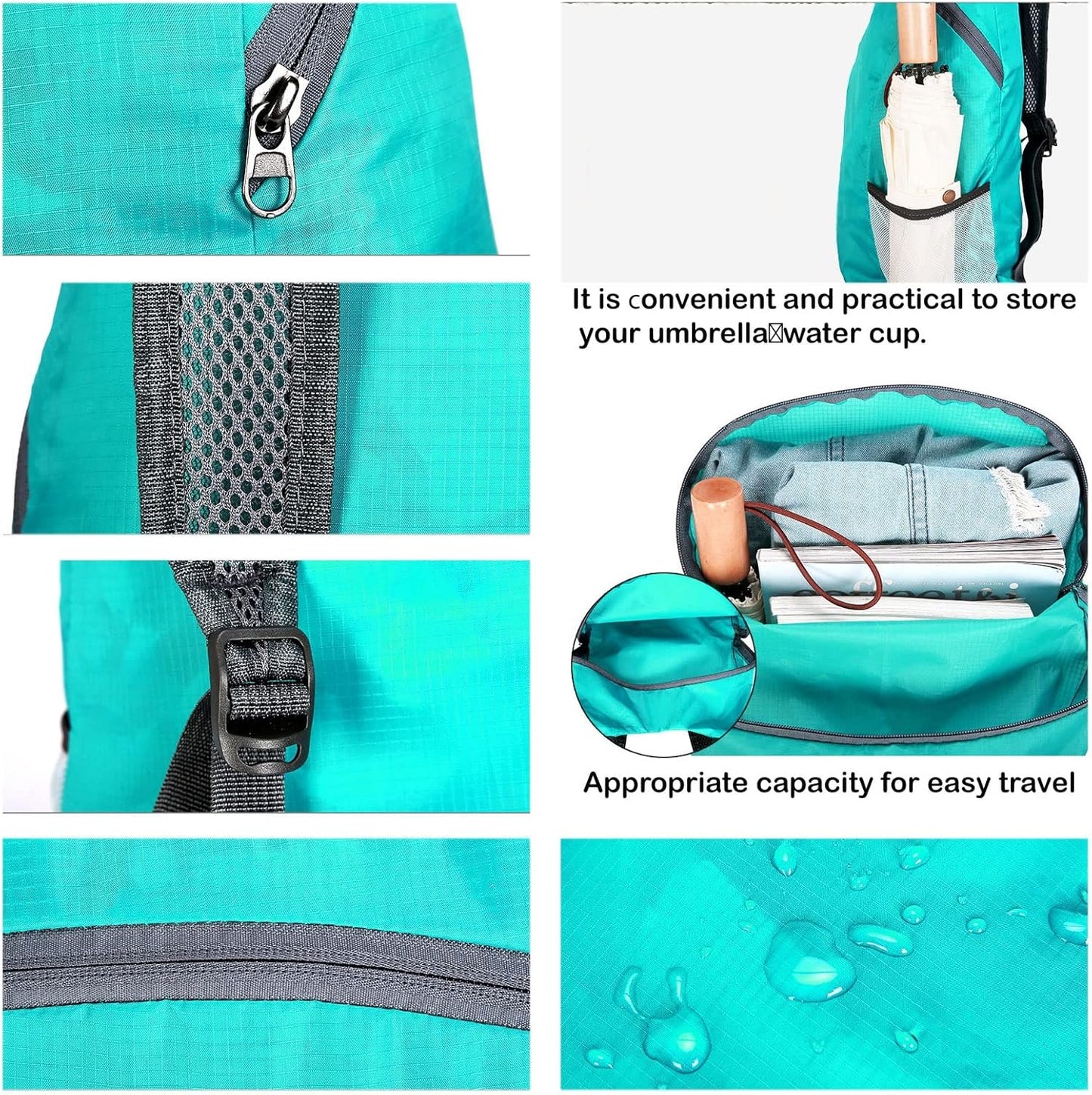 Hiking Daypack Ultralight,Water Resistant Lightweight Packable Backpack,Daypack Foldable,Folding Daypack for Travel Camping Outdoor,Folding Sports Backpack,Packable Hiking Backpack,Blue