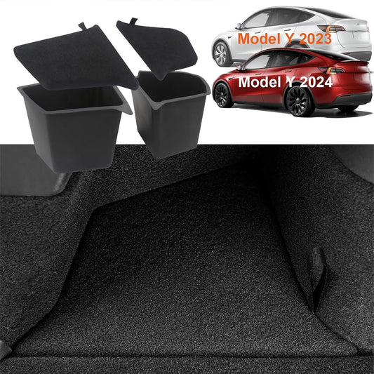EDYCARX Fit 2022 2023 2024 Tesla Model Y Trunk Storage Bins, Side Storage Box with Lids, Rear Trunk Organizer for Tesla Model Y Accessories (5-Seater, After July 2022)