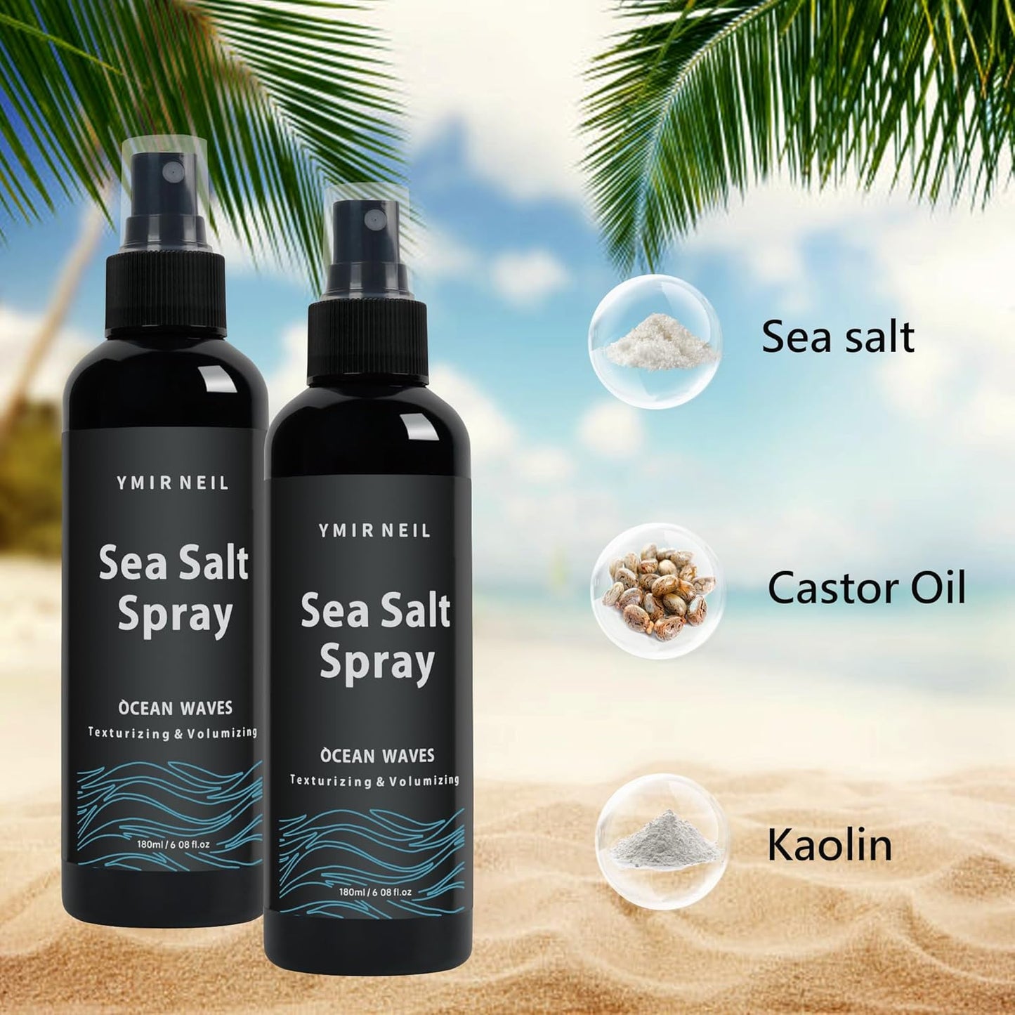 natural sea salt spray for men,Add volume,thickness,texture&hairstyle,Beach Waves,6.0 fl oz,