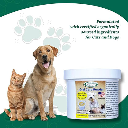 Dog or Cat Oral Care Powder – Tartar and Plaque Remover, Pet Dental Cleaning Powder for Oral Hygiene and Fresh Breath, Teeth Cleaner – 550 Servings, Medium Size - 77.96g