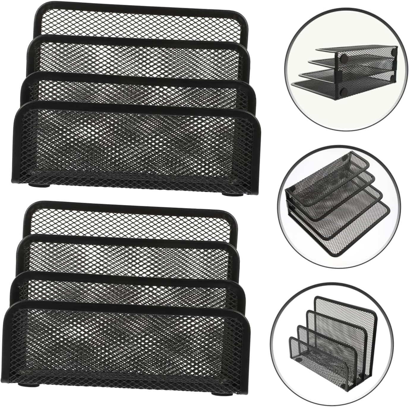 DINHEAROM 2Pcs Multi File Holders Iron Desktop File Storage Racks for Office Organization for Magazines Books and Documents Keep Your Workspace Clean and Tidy