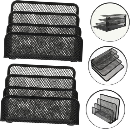 DINHEAROM 2Pcs Multi File Holders Iron Desktop File Storage Racks for Office Organization for Magazines Books and Documents Keep Your Workspace Clean and Tidy