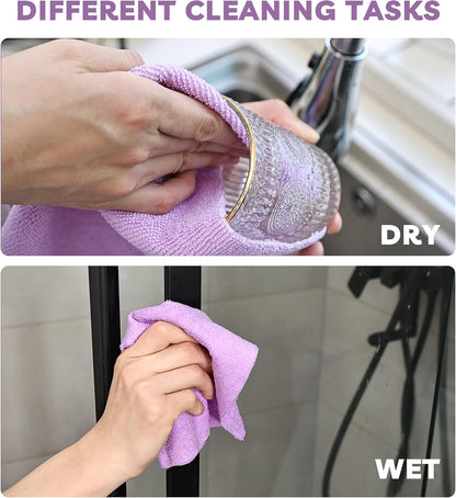 Socrates Microfiber Cleaning Cloth Roll – 50 Tear-Away, Ultra-Absorbent, Reusable, Washable, Quick-Dry Towels in Purple