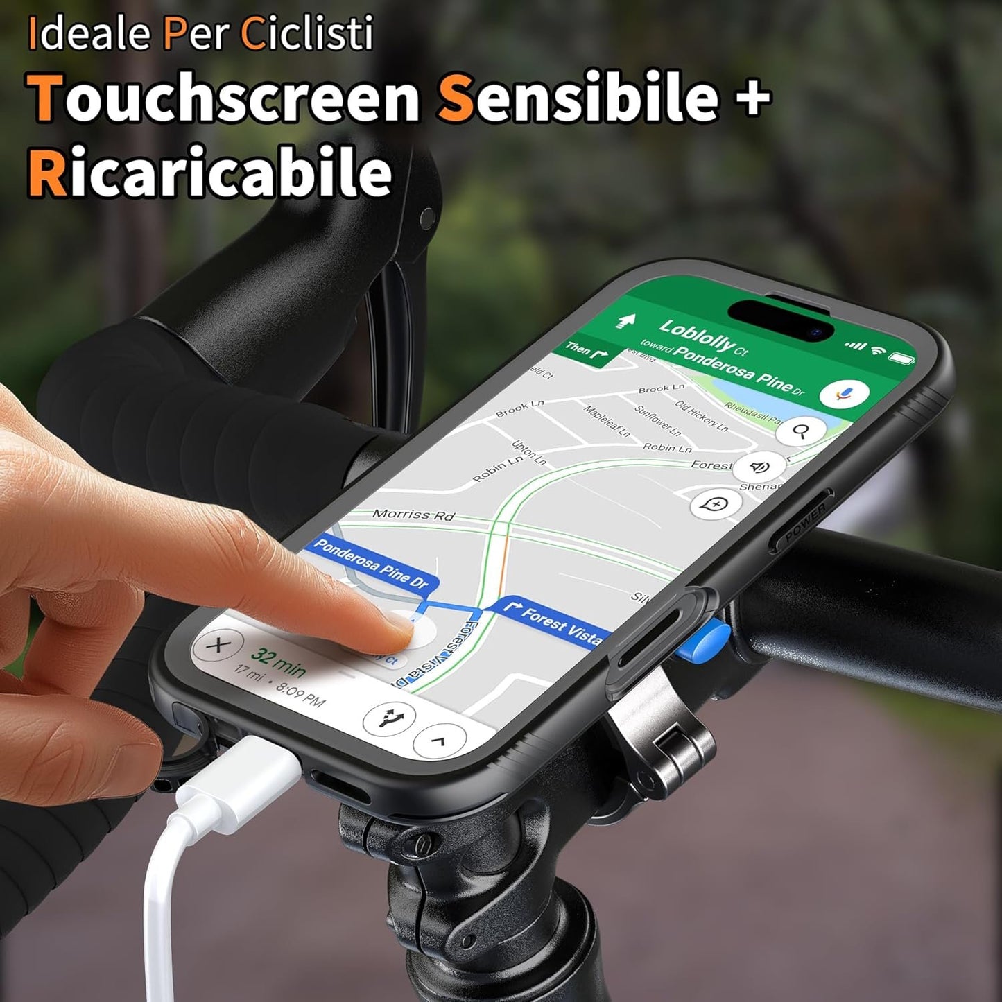 Cozycase Motorcycle Bike Mount for iPhone 13 Waterproof – Metal/Aluminium Mobile Phone Holder/Navigator Handlebar MTB/Bicycle Electric Scooter Ebike Scooter Mountain Bike Waterproof