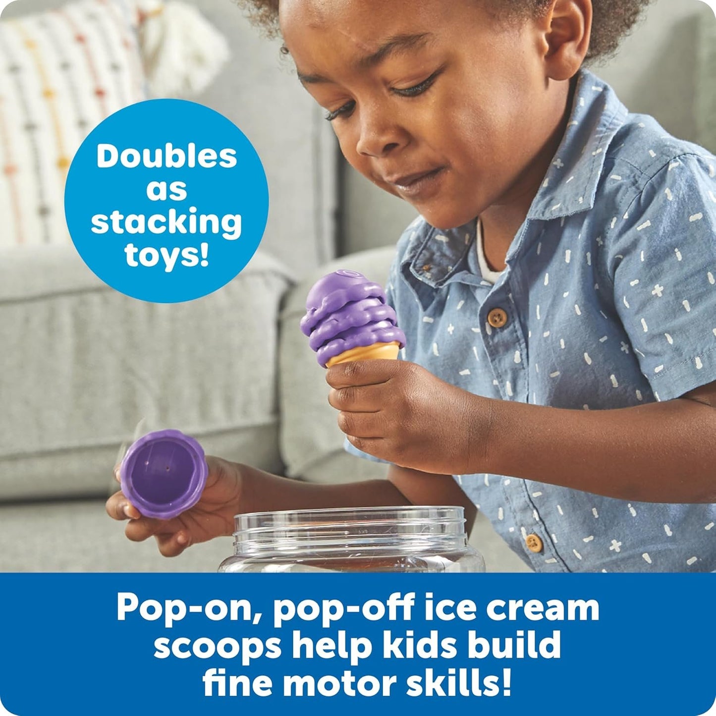 Learning Resources Mini Letter Scoops, 52 Pieces, Ages 3+,Preschool Learning Toys, Stacking Toys, Montessori Toys