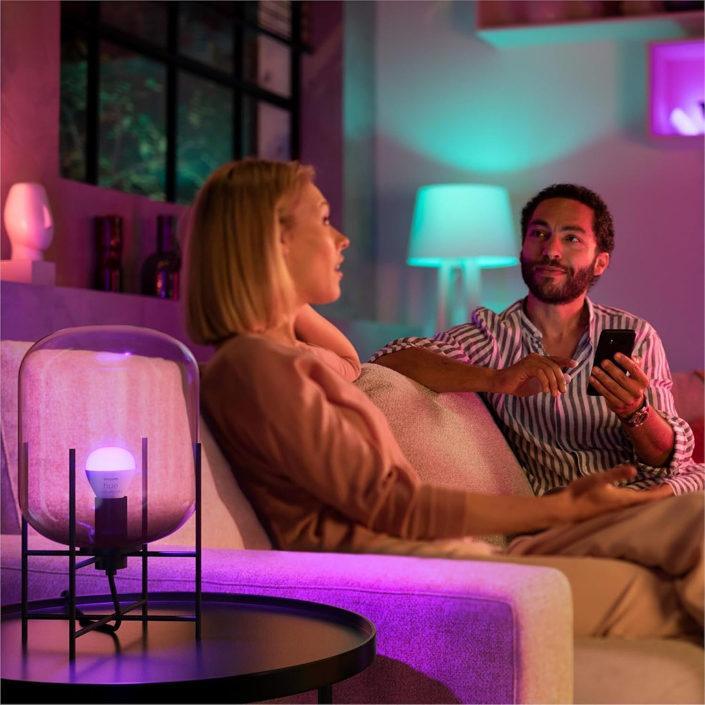 Philips Hue White and Colour Ambiance Luster Smart LED Light Bulb 1 Pack [E14 Edison Screw] for Indoor Home Lighting, Livingroom, Bedroom.