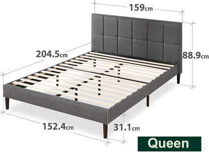 Zinus Lottie Queen Bed Frame Platform/Bedroom Furniture/Dark Grey/Easy Assembly, Superior Long Lasting Support/Mattress Platform