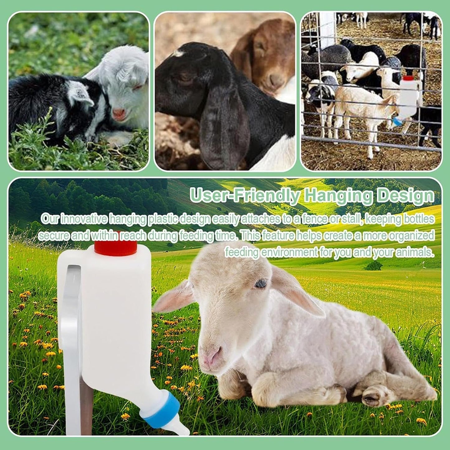Lamb Feeding Bottle - Lamb Feeding Milk Bottle with Measurements - Large Capacity Kid Goat Drinking Feeder Animal Milk Nipple for Miniature Horse Farm Calves