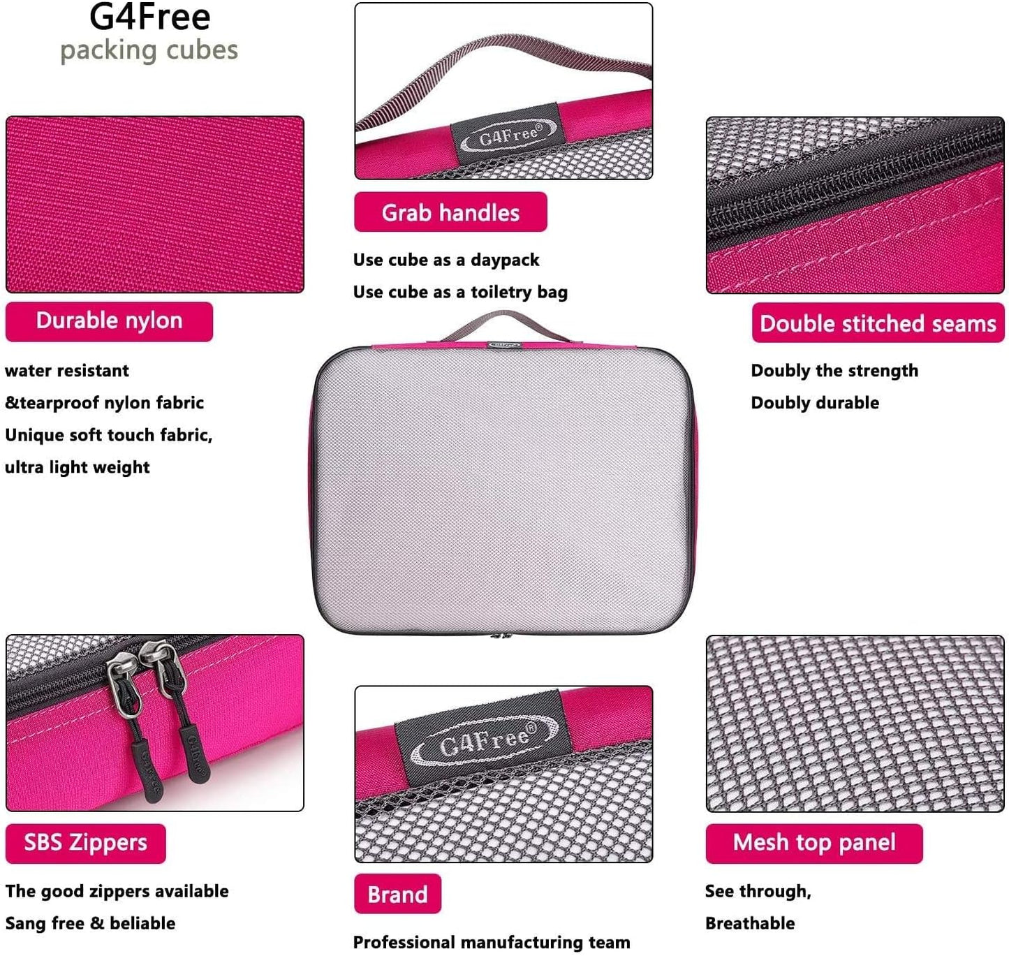 G4Free 3/6/7pcs Packing Cubes Suitcase Organizer Bag Folding Clothes Bag Shoe Storage Cubes Packing Cubes for Clothing Luggage Travel Set