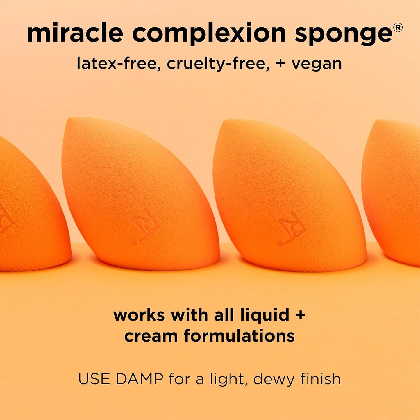 Real Techniques Miracle Complexion Sponge, Makeup Blender for Liquid and Cream Foundation, Full Coverage, Streak-Free Professional Makeup Tool, Cruelty Free, Vegan, Latex Free, 4 Count