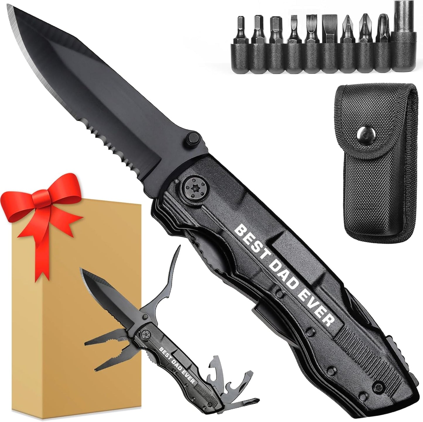 Gifts for Dad, Multitool Knife BEST DAD EVER for Camping, Fathers Day Christmas Unique Gifts for Dad, Dads Birthday Gift from Daughter Son, Christmas Ideal Presents for Dads, Gadget Present for Father