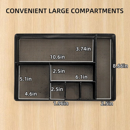 GOFULLHOME Paper Plate Organizer for Countertop, Metal Silverware Caddy Cutlery, Flatware Organizer Storage Box With 7 Compartments for Plates, Cups, Napkins