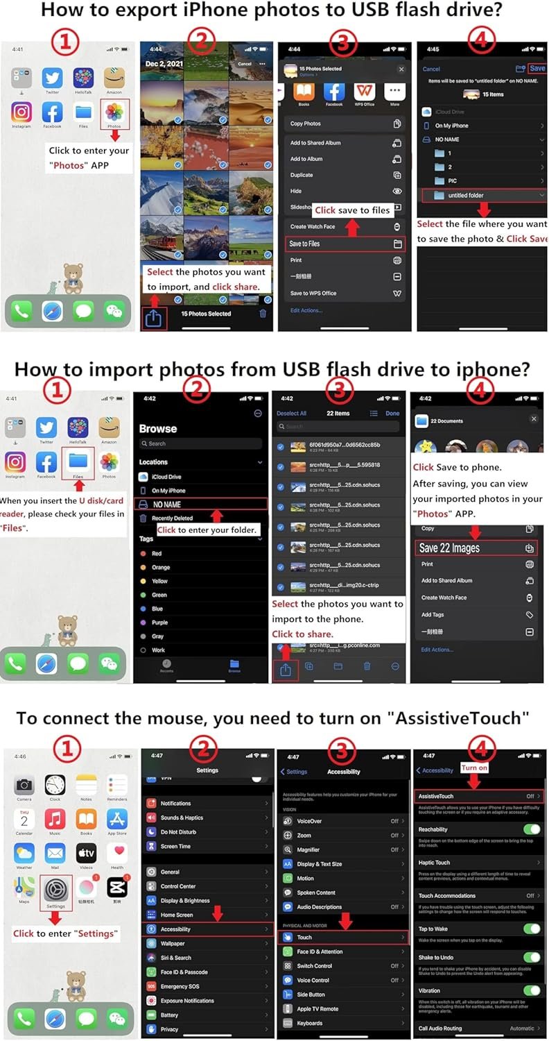 Lightning to USB Camera Adapter [Apple MFi Certified], IVSHOWCO iPhone to USB Female OTG Cable Adapter, iPad USB Adapter Supports USB Flash Drive, Card Reader, Mouse, Keyboard…