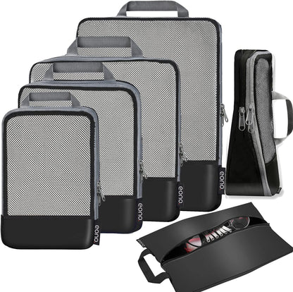 Eono Compression Travel Organizers, Suitcase Organizer Set, Travel Cubes, Packing Cubes, Compression Packing Cube