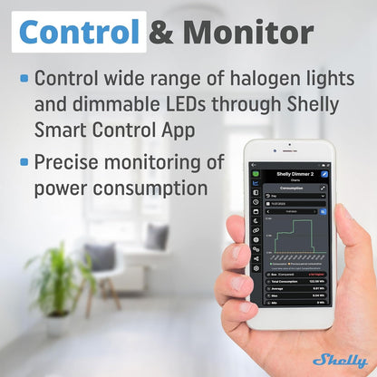 Shelly Dimmer 2, Intelligent WiFi Dimmer, No Neutral Conductor Required, Home Automation, Compatible with Alexa & Google Home, iOS Android App, No Hub Required, Dimmable Lights (Pack of 4)