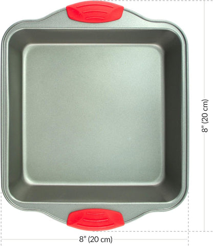 Cake Pan | Non-Stick Steel 8-Inch Square Baking Pan by Boxiki Kitchen | Durable, Convenient, Premium Quality No-Stick Baking Mold Cookware | Brownie Pan 8” x 8” x 2”