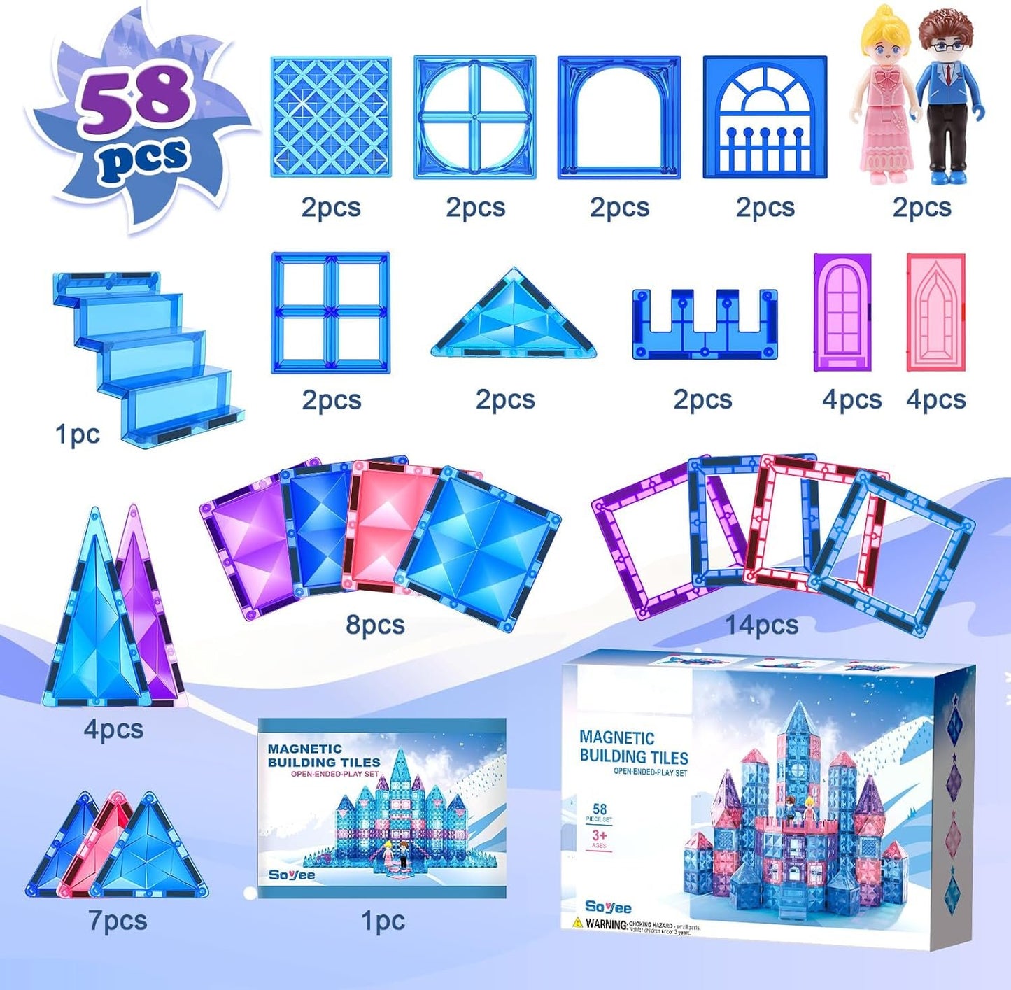 Diamond Magnetic Building Blocks - Princess Toys for 3-8 Year Old Girls & Boys - 3 4 5 6 Year Old Girl Birthday Xmas Present