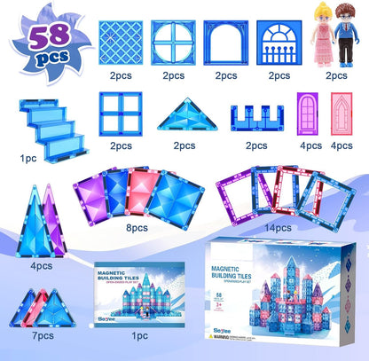 Diamond Magnetic Building Blocks - Princess Toys for 3-8 Year Old Girls & Boys - 3 4 5 6 Year Old Girl Birthday Xmas Present