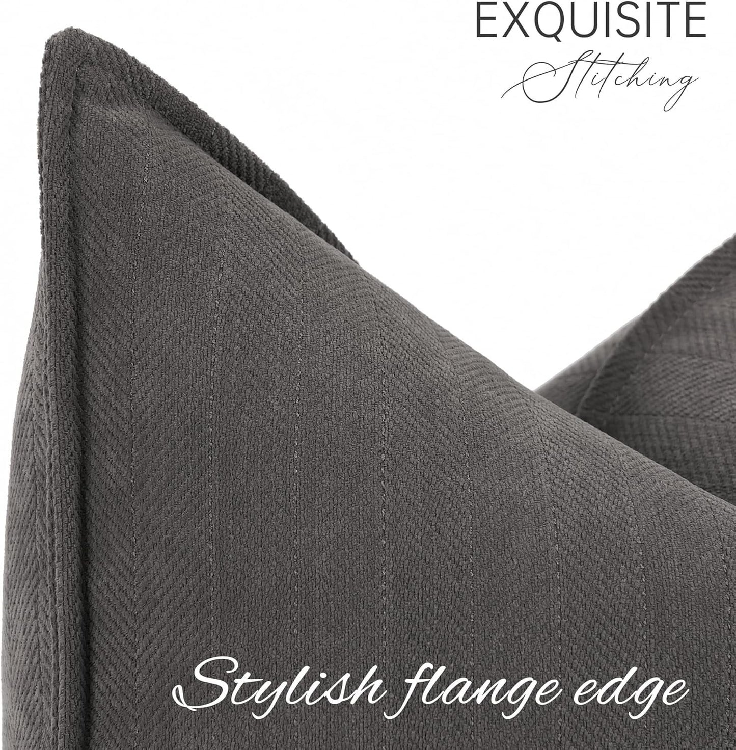 ZWJD Rustic Gray Pillow Covers 18x18 Set of 2 Chenille Throw Pillow Covers with Elegant Design Soft and Luxurious Decorative Pillows for Couch, Bed, and Home Decor