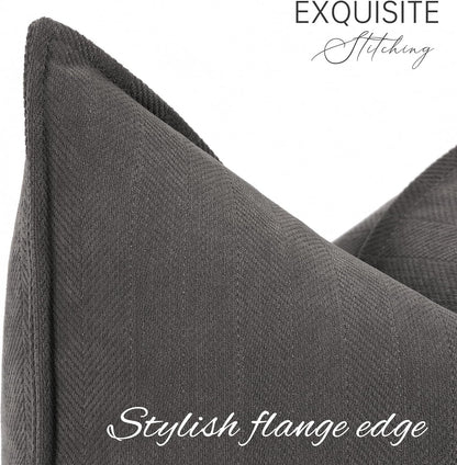 ZWJD Rustic Gray Pillow Covers 18x18 Set of 2 Chenille Throw Pillow Covers with Elegant Design Soft and Luxurious Decorative Pillows for Couch, Bed, and Home Decor