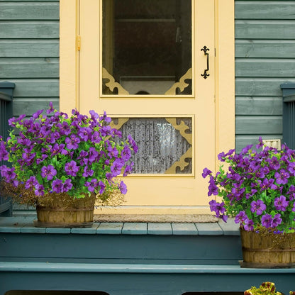 SOMYTING Artificial Azalea Flowers Outdoor UV Resistant Fake Flowers Silk Flowers Faux Plastic Plants Garden Porch Window Box Pot Decorations Spring Summer Home Decor (Purple, 16 Bundles)