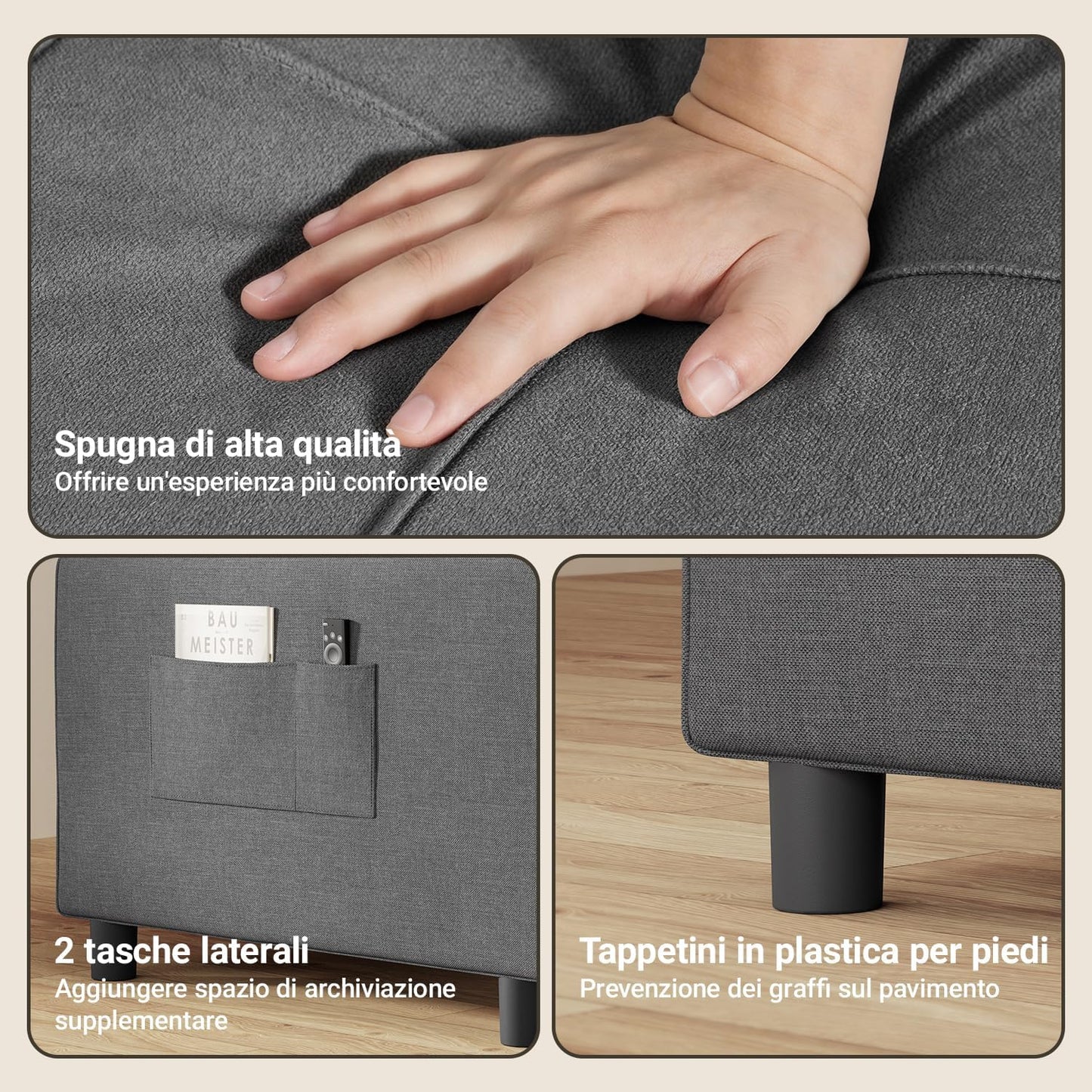 Xbro 3 in 1 Single Armchair Bed, Adjustable Backrest, Space-Saving Relax Sofa with Integrated Bag for Apartment/Bedroom