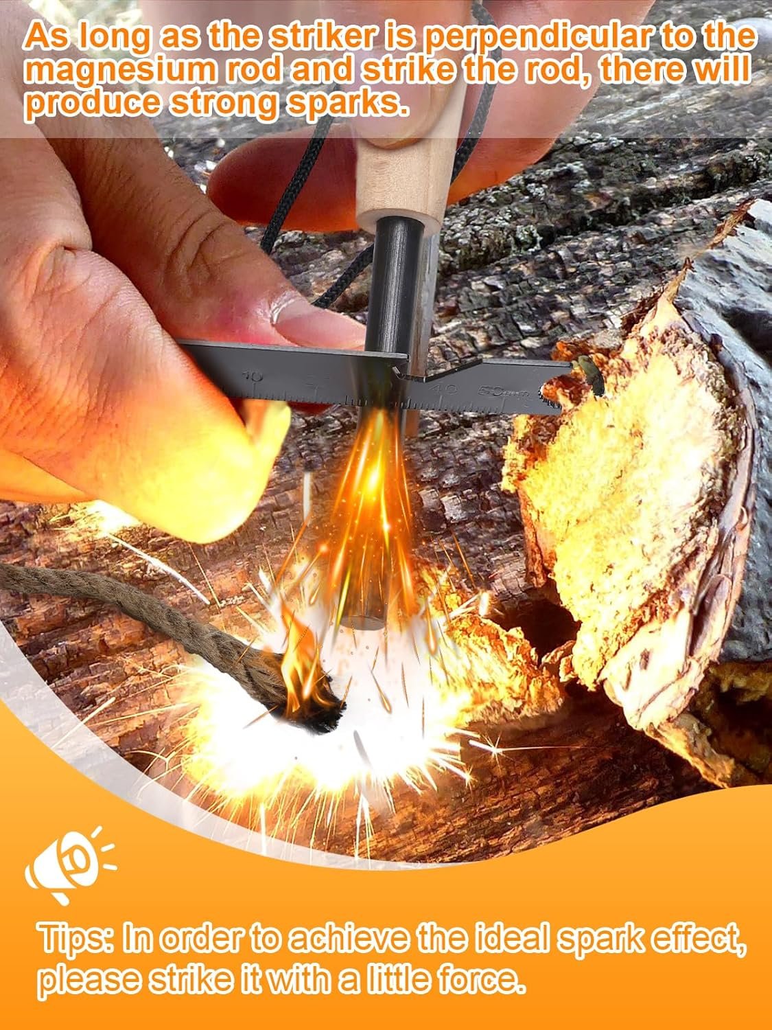Fire Starter Survival Tool, Fire Starter Kit, Portable & Easy to Use, Fire Starters for Campfires Hiking Survival Training Gift (50 Fire Plugs Set/Wick Hemp Rope and Bag Set)