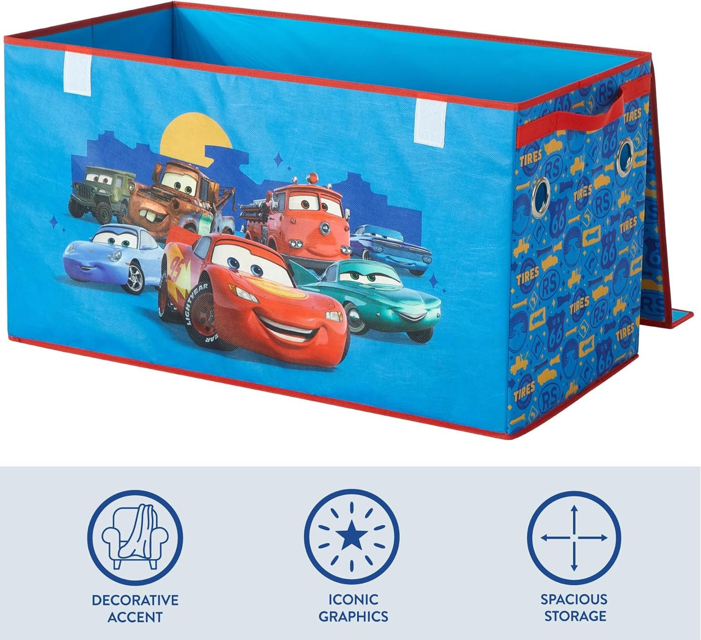 Idea Nuova Disney Pixar Cars Collapsible Storage Trunk, Durable with Soft Lid, 28.5"x14.5"x16"